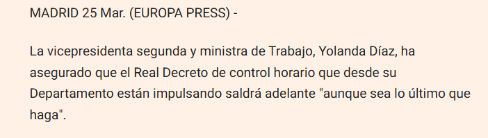 Díaz asegura que el nuevo registro horario saldrá adelante 'aunque sea lo último que haga'